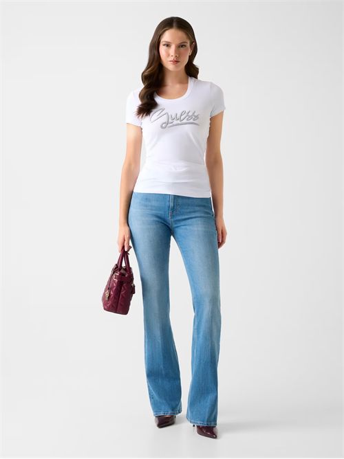 T-shirt con strass logo GUESS | W6RI24J1314/G011